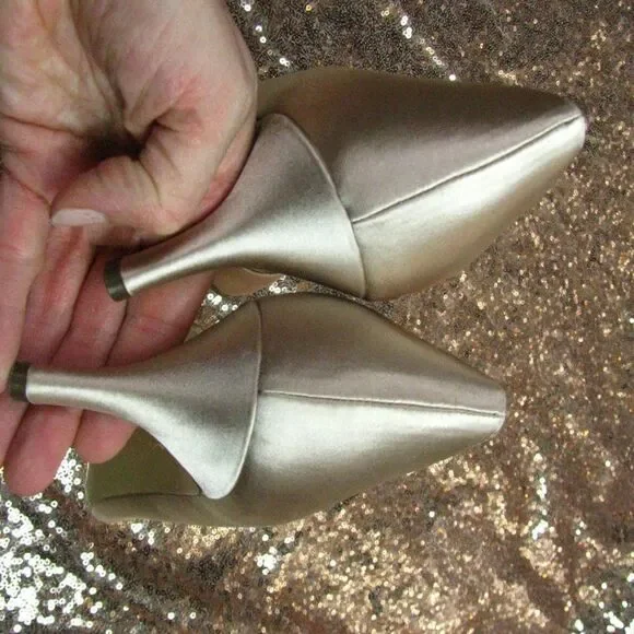 NIB Nina satin champagne kitten heels 9.5 - Picture 7 of 10